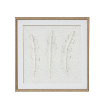 Solli White Feathers Art Mounted In Beaded Frame - Skandi London