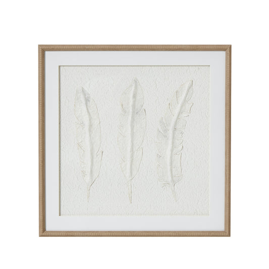 Solli White Feathers Art Mounted In Beaded Frame - Skandi London