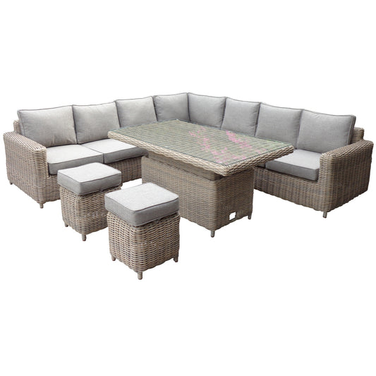 Amalfi Outdoor Large Corner Set With Riser Table + 2 Stools - Skandi London