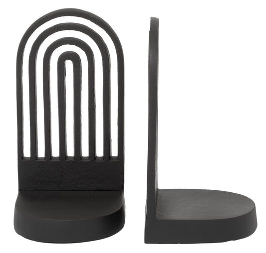 Mia Set Of Two Black Finish Arched Bookends - Skandi London