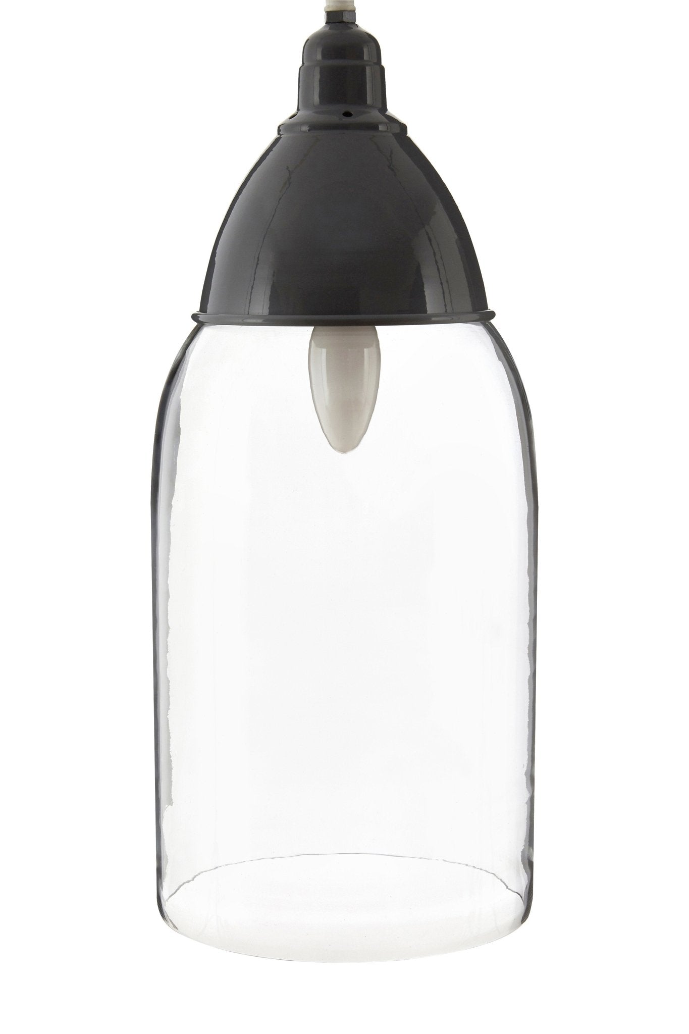 Latham Grey Glass and Iron Pendant Light - Skandi London