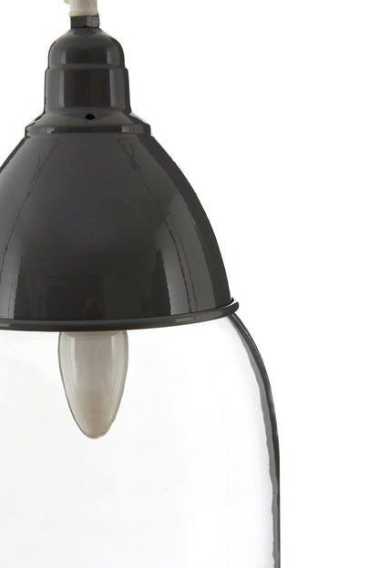 Latham Grey Glass and Iron Pendant Light - Skandi London