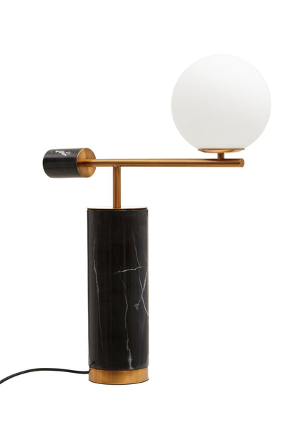 Jockum Black Marble Table Lamp With White Shade - Skandi London
