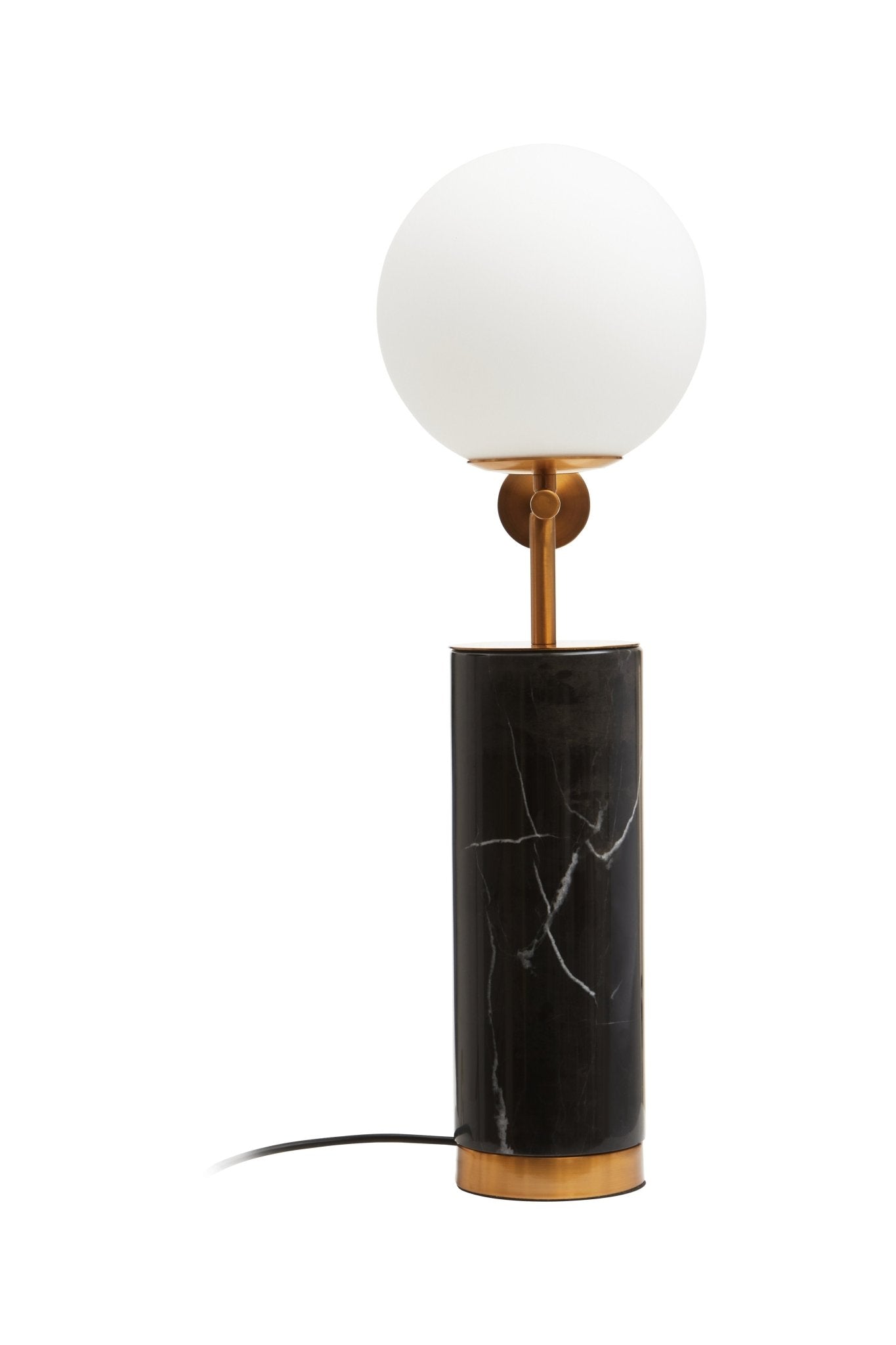 Jockum Black Marble Table Lamp With White Shade - Skandi London