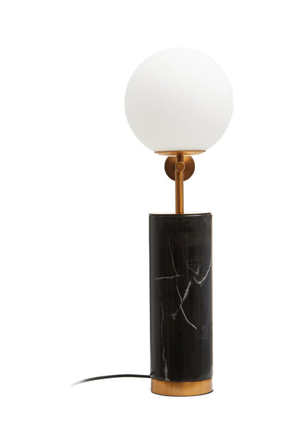 Jockum Black Marble Table Lamp With White Shade - Skandi London