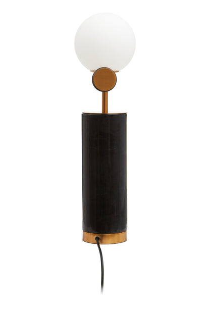 Jockum Black Marble Table Lamp With White Shade - Skandi London