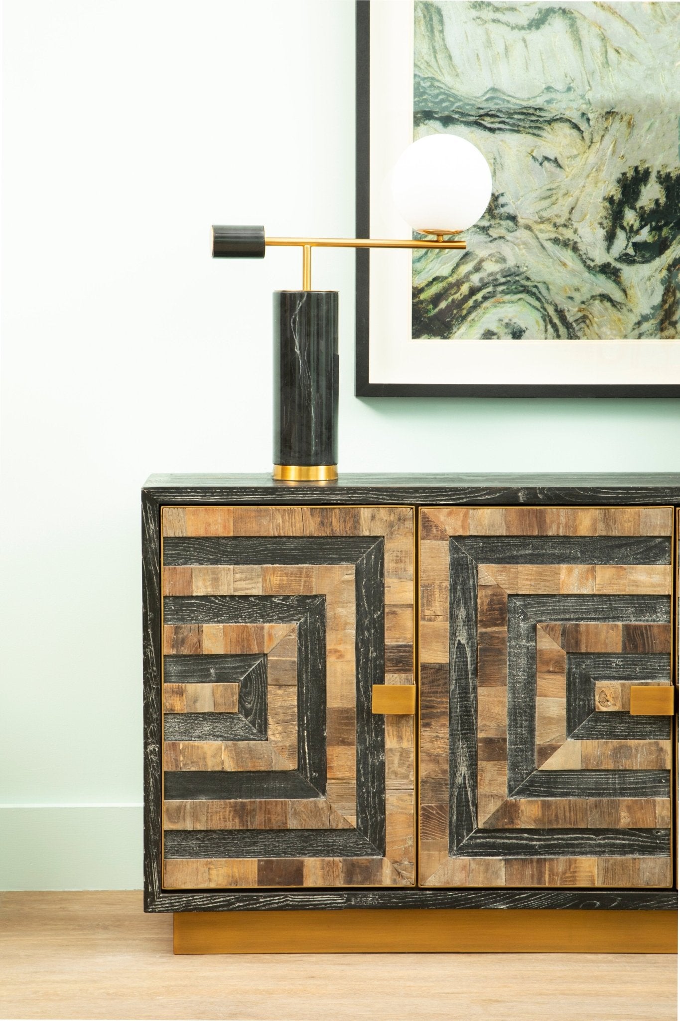 Jockum Black Marble Table Lamp With White Shade - Skandi London