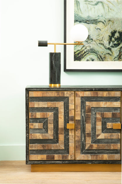 Jockum Black Marble Table Lamp With White Shade - Skandi London