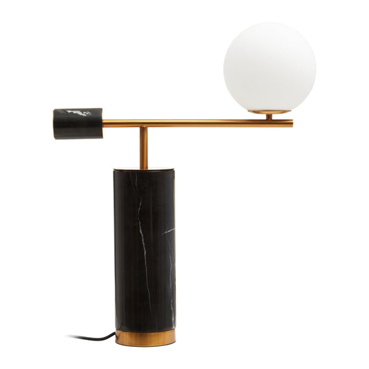 Jockum Black Marble Table Lamp With White Shade - Skandi London