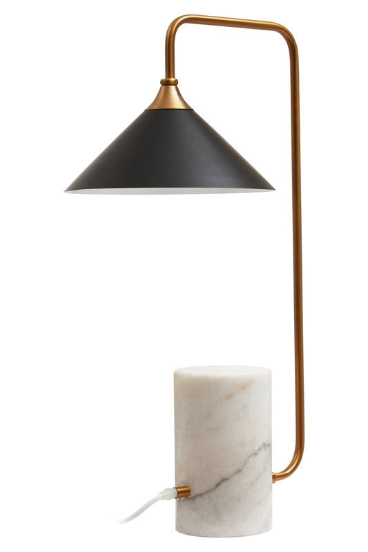 Jockum Black Shade Table Lamp With White Marble Base - Skandi London
