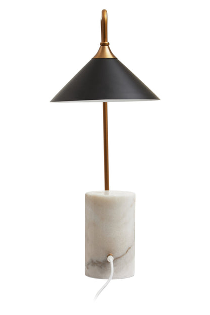 Jockum Black Shade Table Lamp With White Marble Base - Skandi London