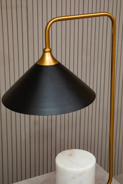 Jockum Black Shade Table Lamp With White Marble Base - Skandi London