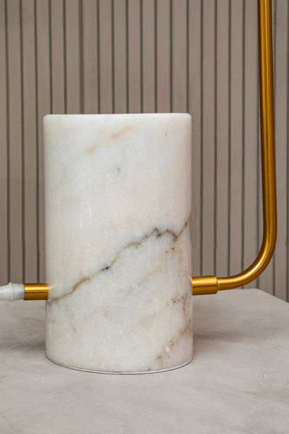 Jockum Black Shade Table Lamp With White Marble Base - Skandi London