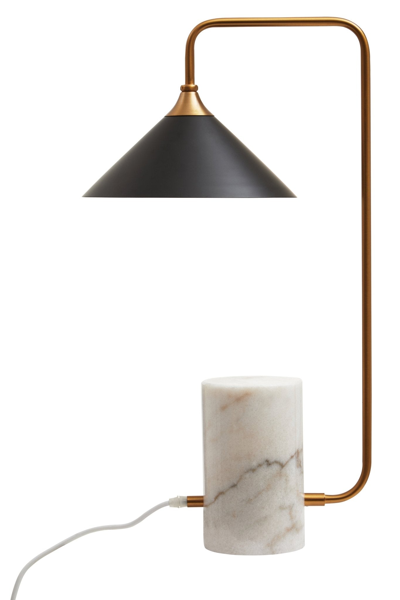 Jockum Black Shade Table Lamp With White Marble Base - Skandi London