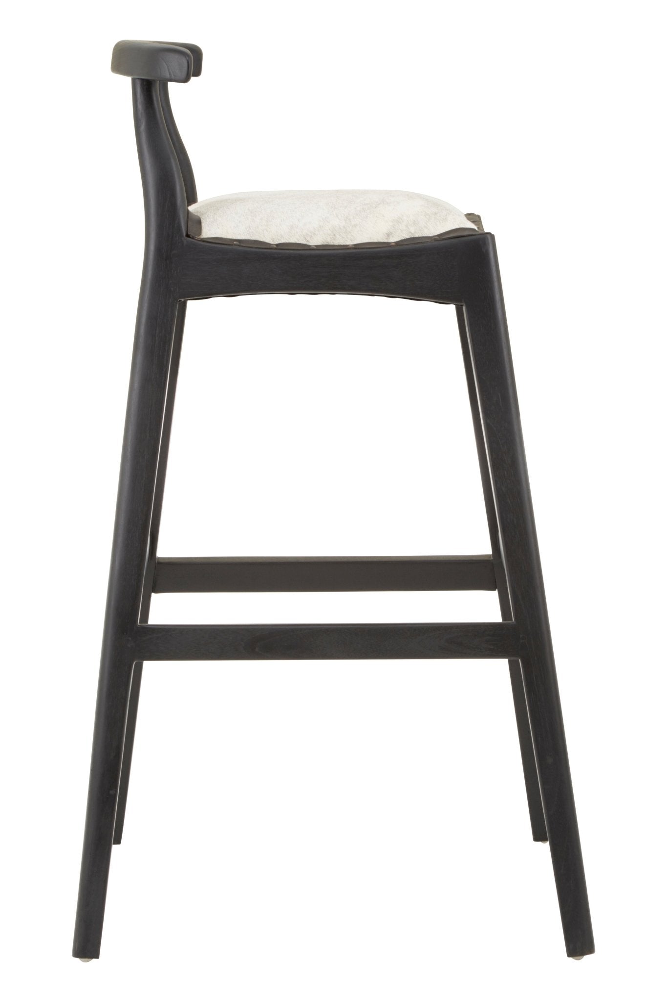 Hansel White Leather And Teak Bar Stool - Skandi London
