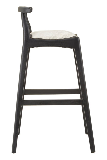 Hansel White Leather And Teak Bar Stool - Skandi London