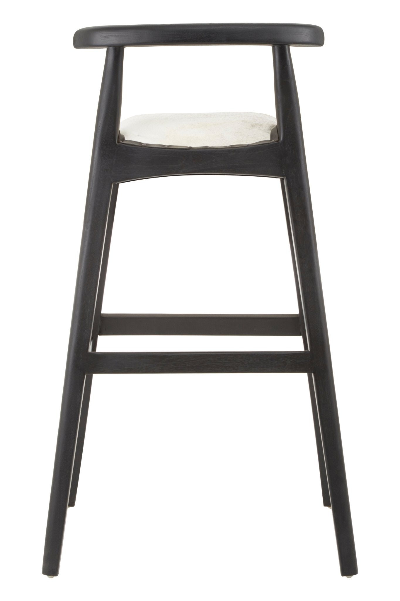 Hansel White Leather And Teak Bar Stool - Skandi London