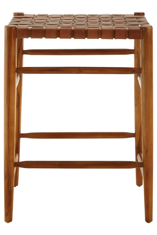 Hansel Brown Leather Strap Barstool - Skandi London