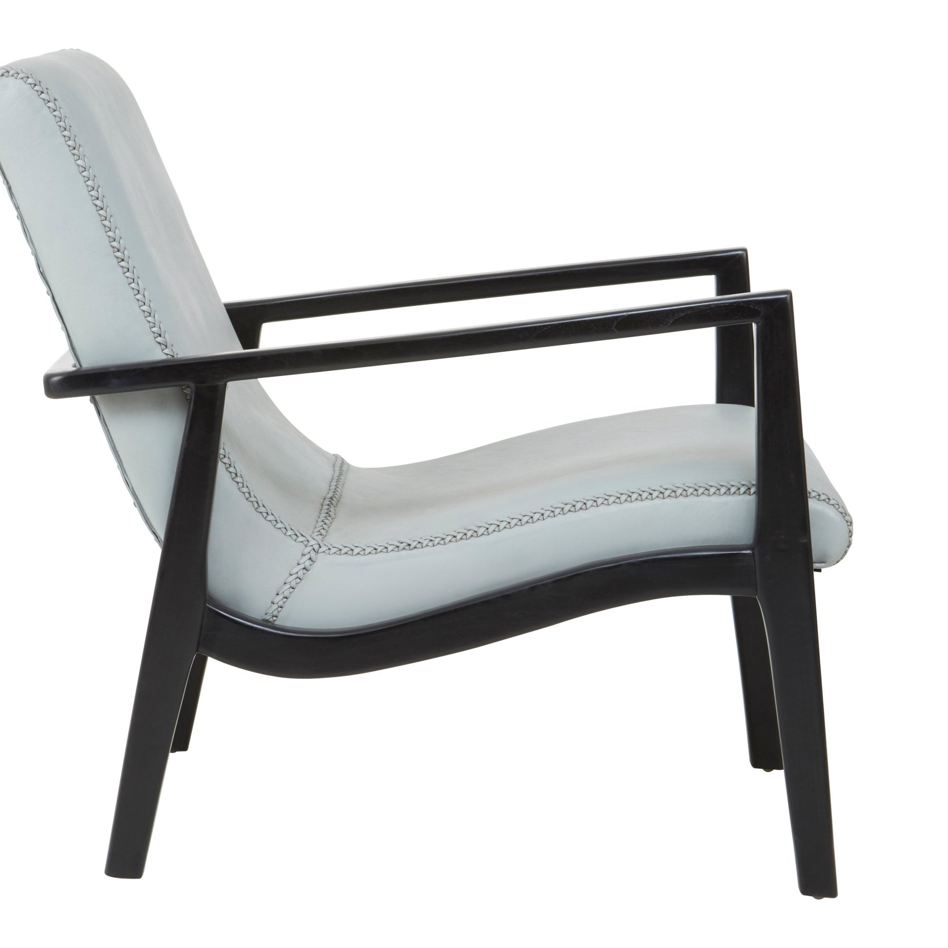 Hansel Grey Leather Curved Seat Chair - Skandi London