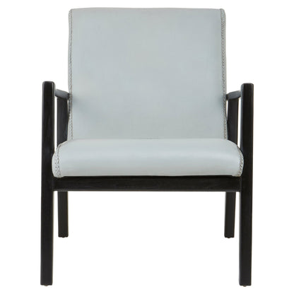 Hansel Grey Leather Curved Seat Chair - Skandi London