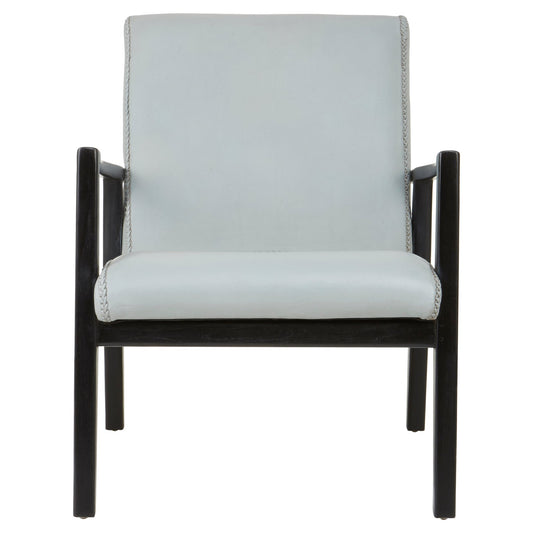 Hansel Grey Leather Curved Seat Chair - Skandi London