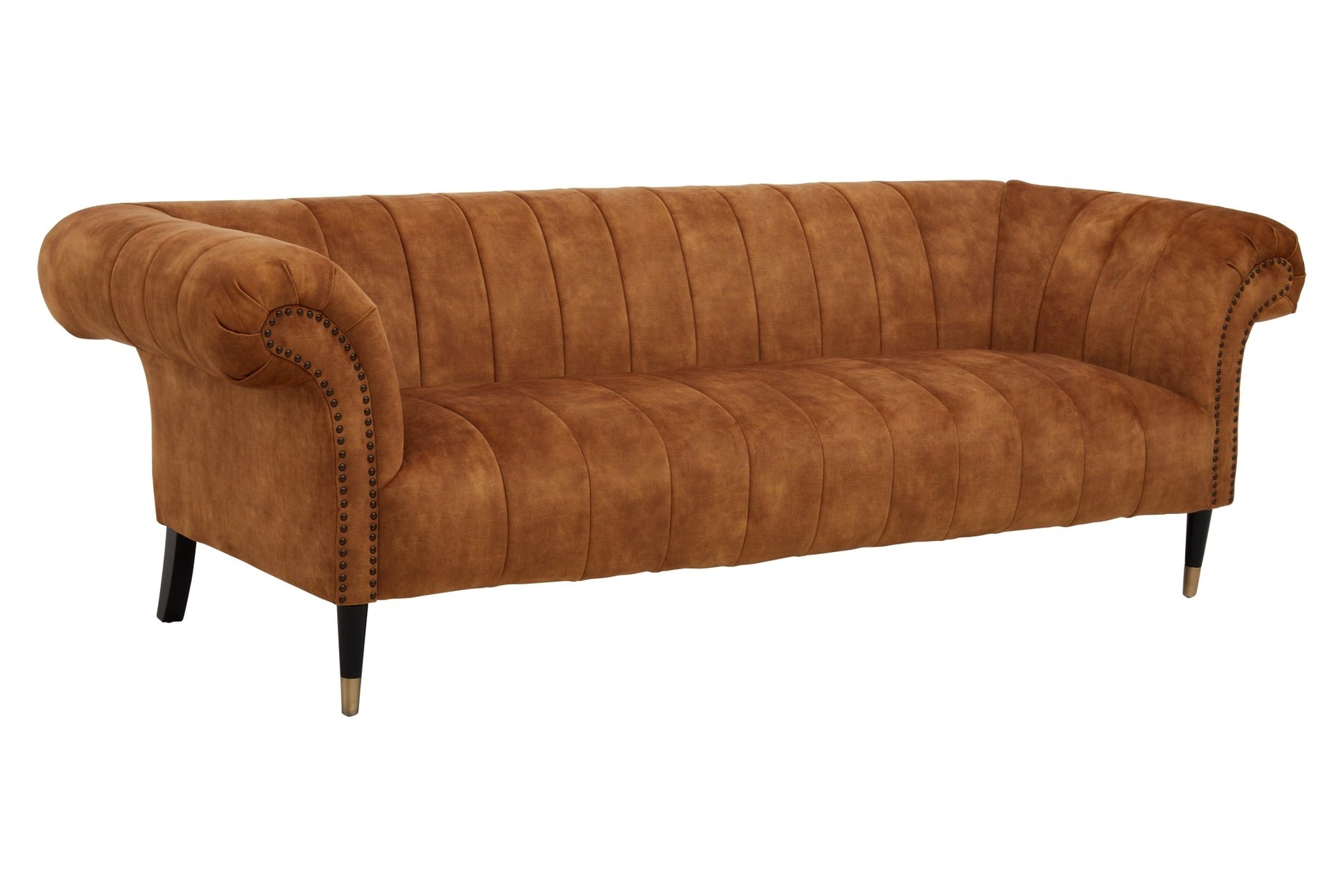 Olsen Three Seat Gold Velvet Sofa - Skandi London