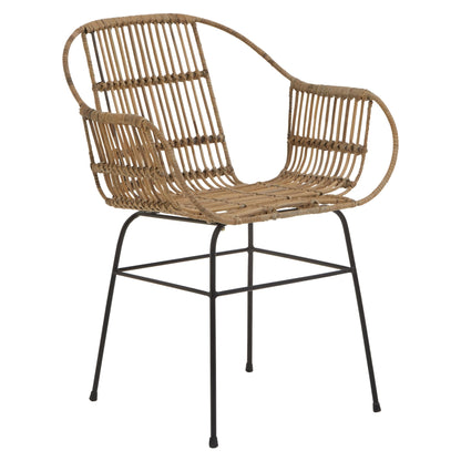 Gunner Natural Rattan With Black Metal Armchair Chair - Skandi London