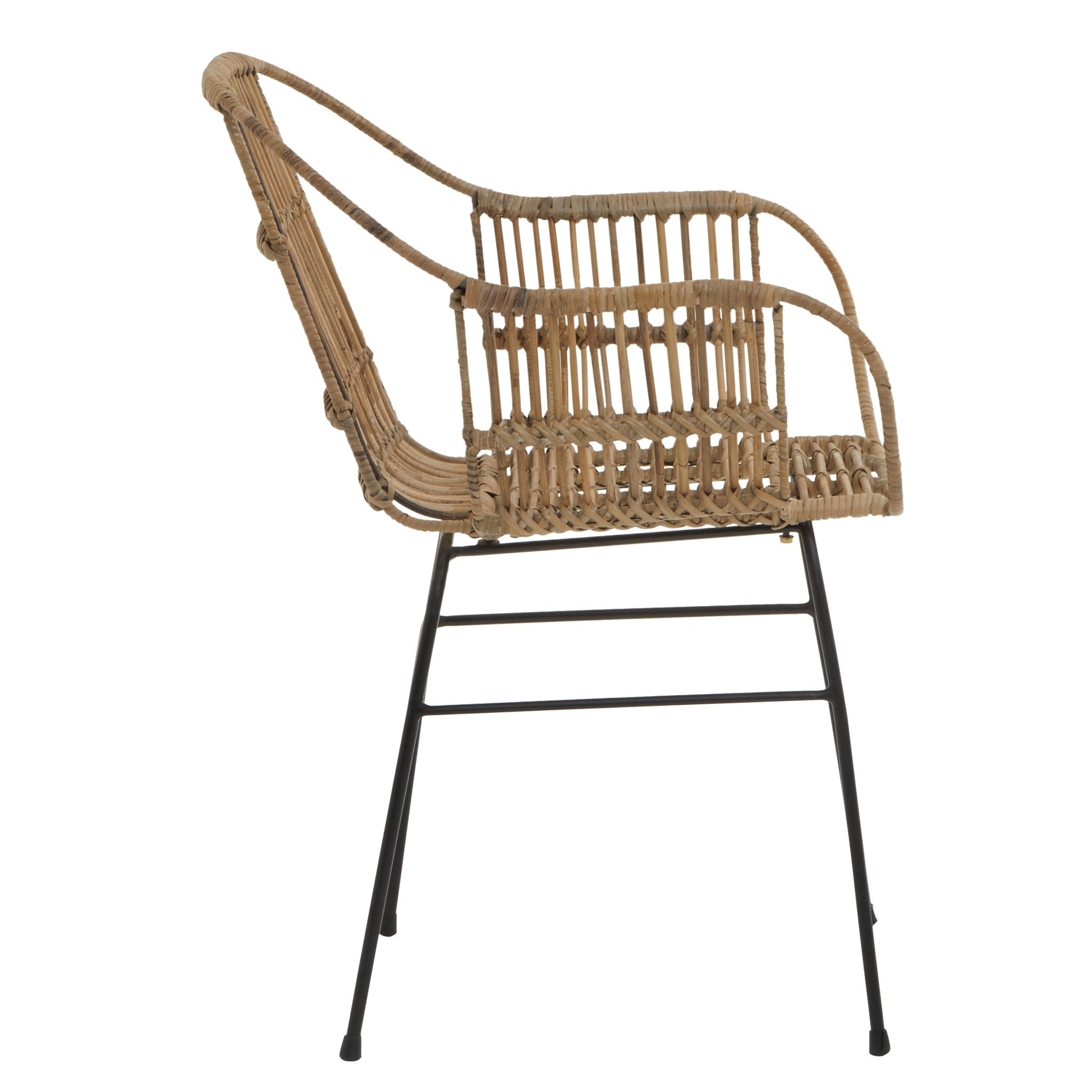 Gunner Natural Rattan With Black Metal Armchair Chair - Skandi London