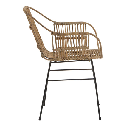 Gunner Natural Rattan With Black Metal Armchair Chair - Skandi London