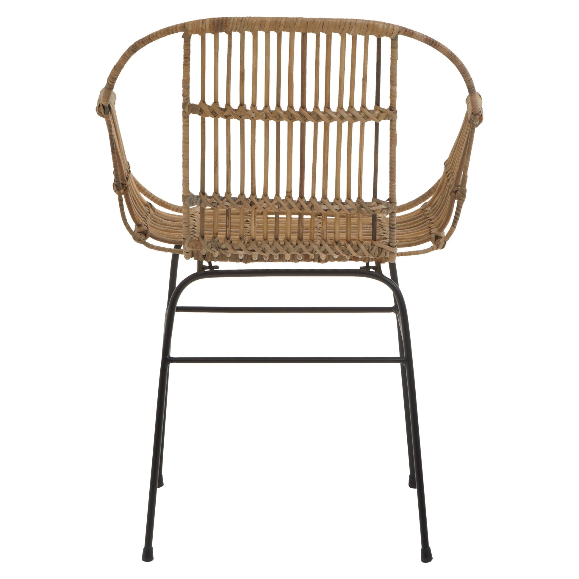 Gunner Natural Rattan With Black Metal Armchair Chair - Skandi London