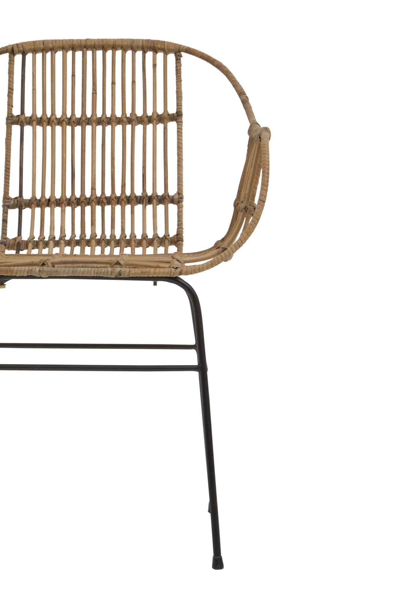 Gunner Natural Rattan With Black Metal Armchair Chair - Skandi London