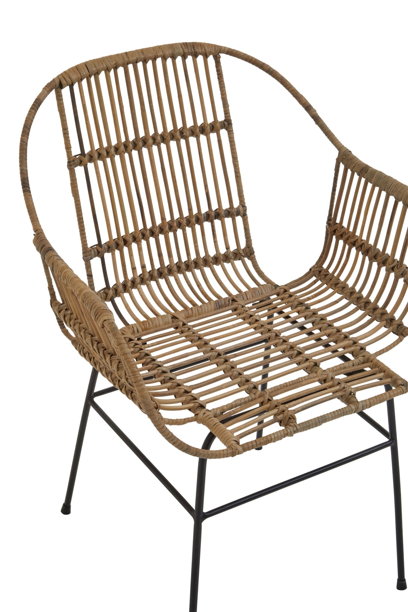 Gunner Natural Rattan With Black Metal Armchair Chair - Skandi London