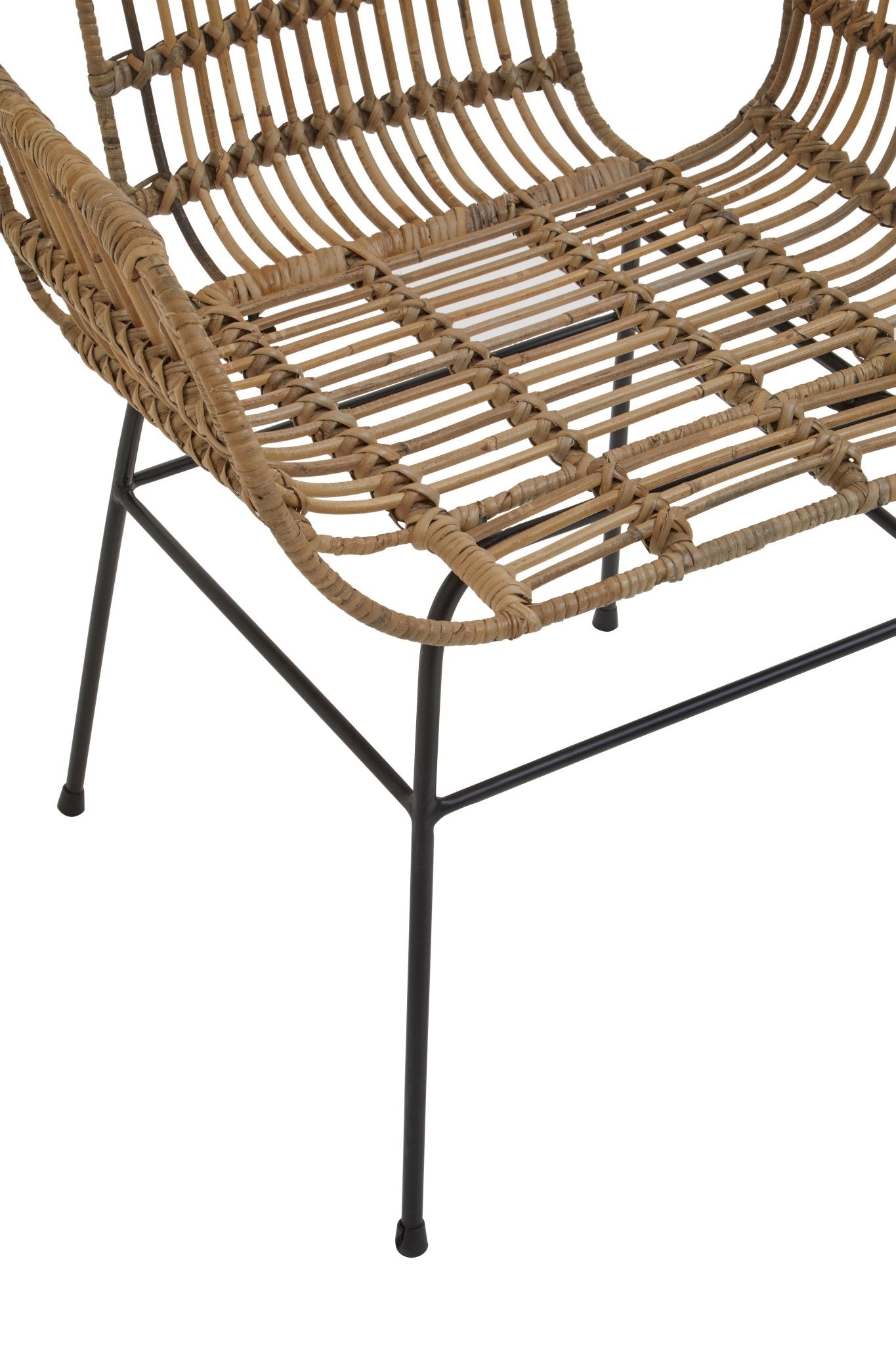 Gunner Natural Rattan With Black Metal Armchair Chair - Skandi London