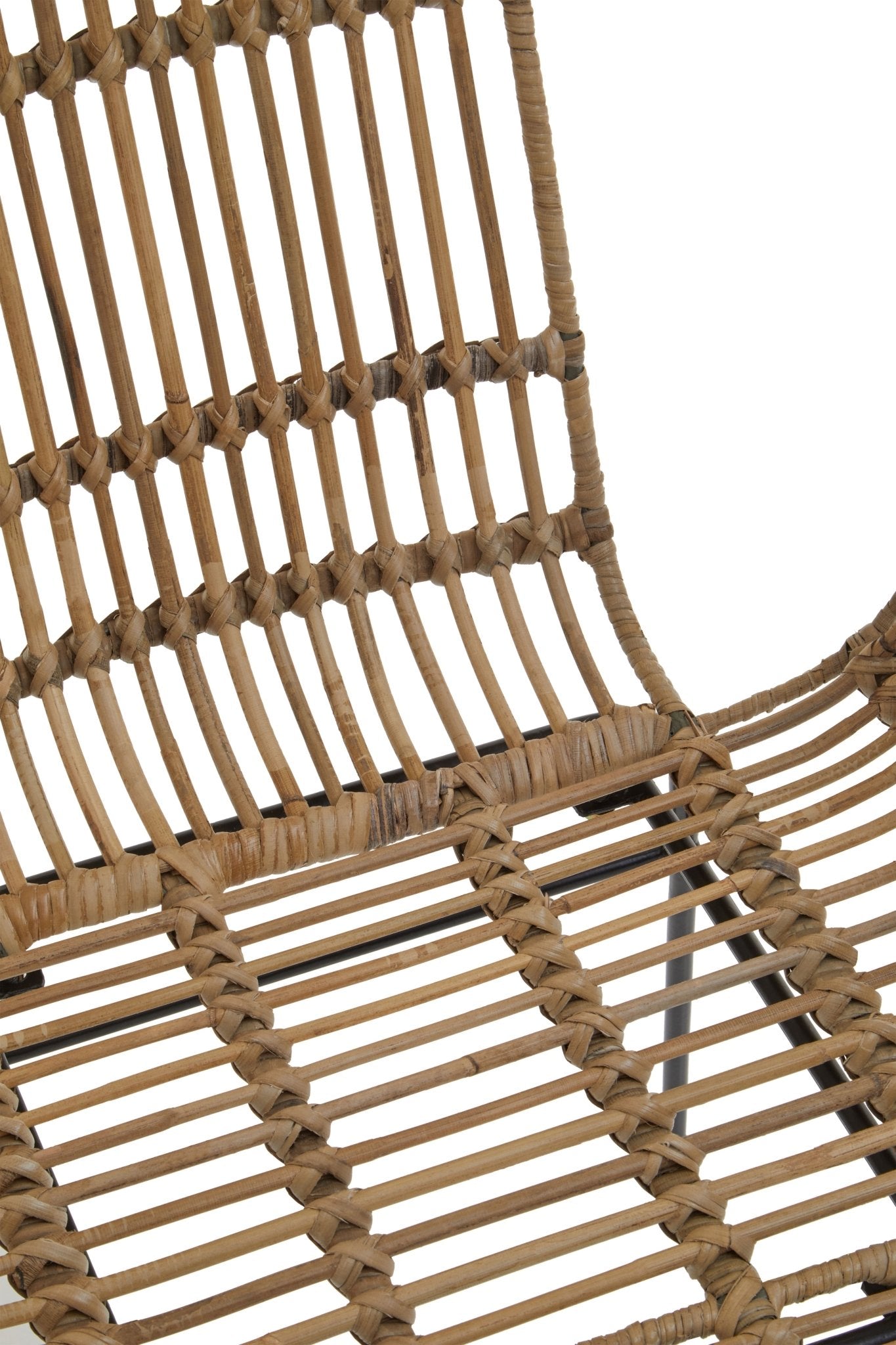 Gunner Natural Rattan With Black Metal Armchair Chair - Skandi London