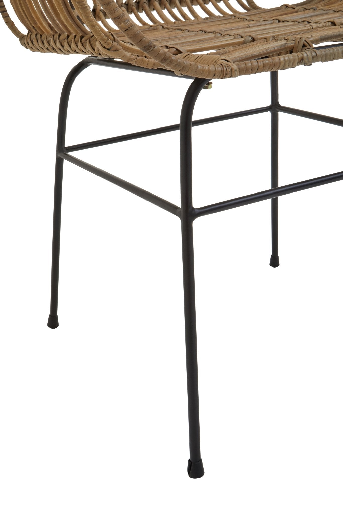Gunner Natural Rattan With Black Metal Armchair Chair - Skandi London