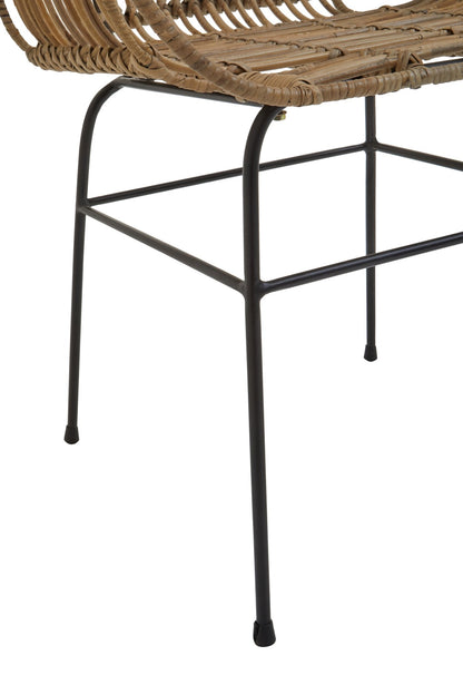 Gunner Natural Rattan With Black Metal Armchair Chair - Skandi London