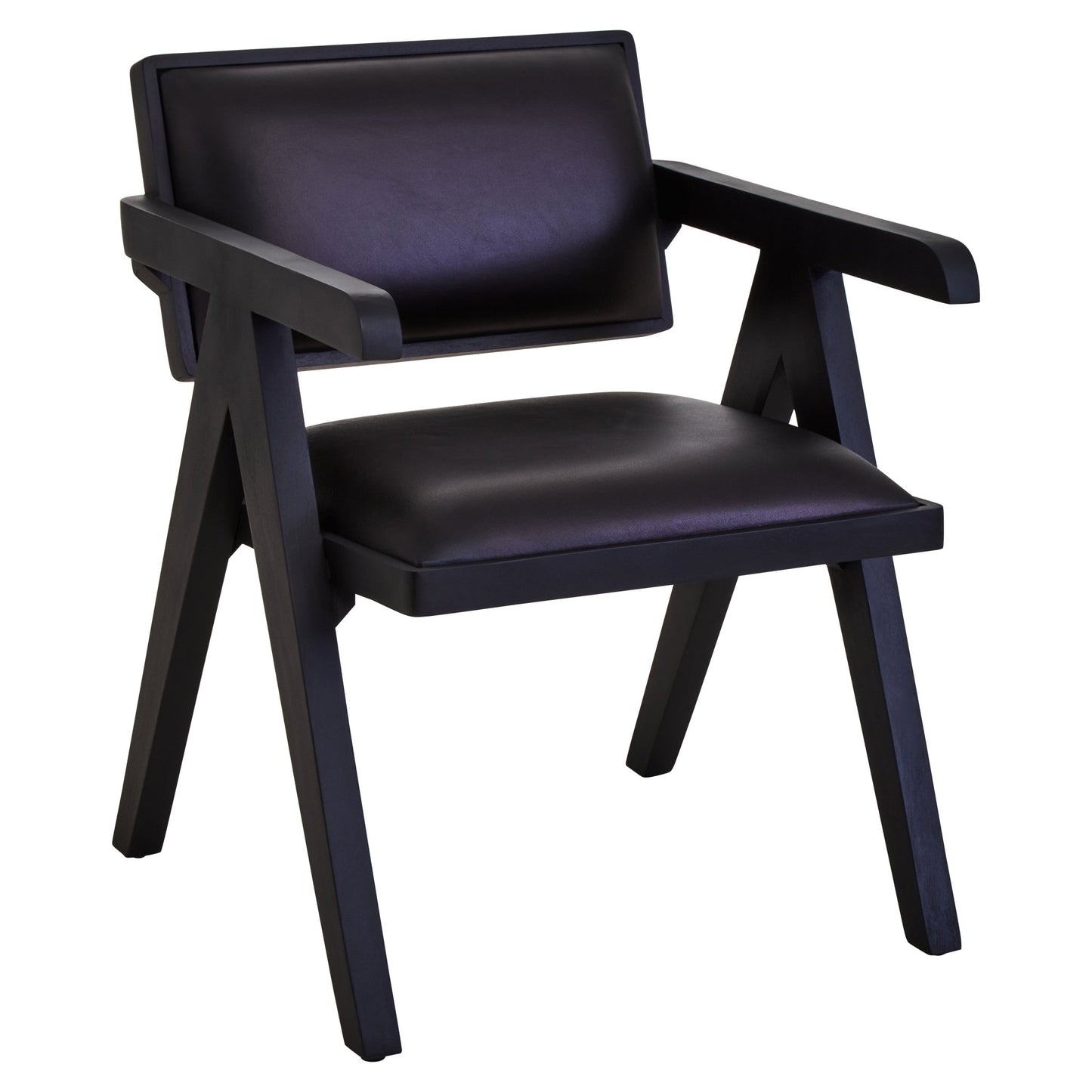 Bodil Black Leather Armchair With Wood Frame - Skandi London