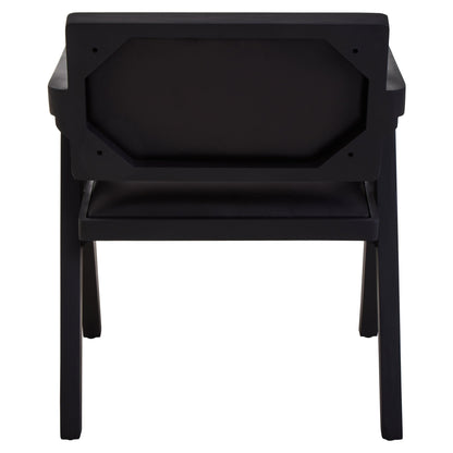 Bodil Black Leather Armchair With Wood Frame - Skandi London