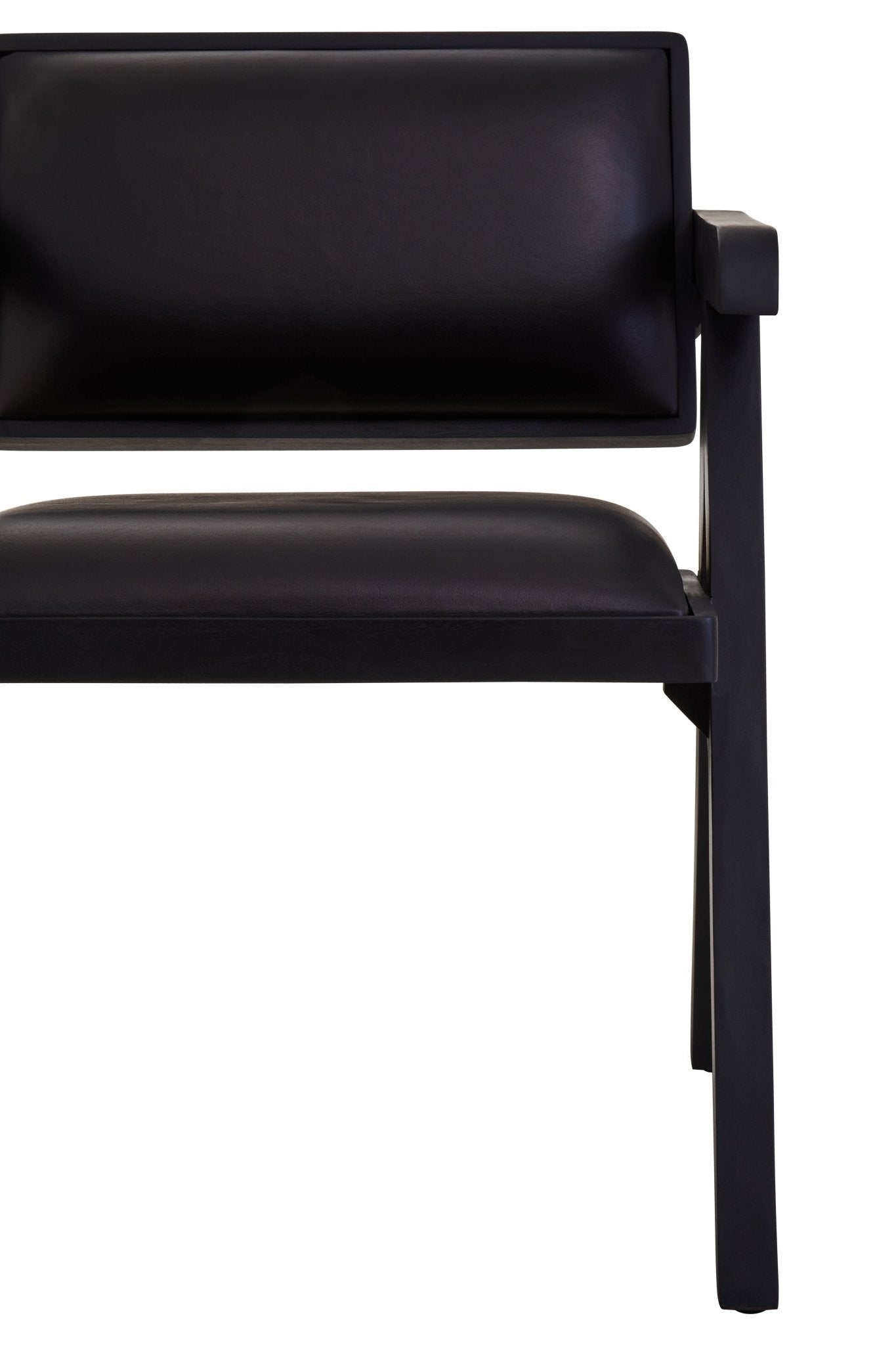 Bodil Black Leather Armchair With Wood Frame - Skandi London