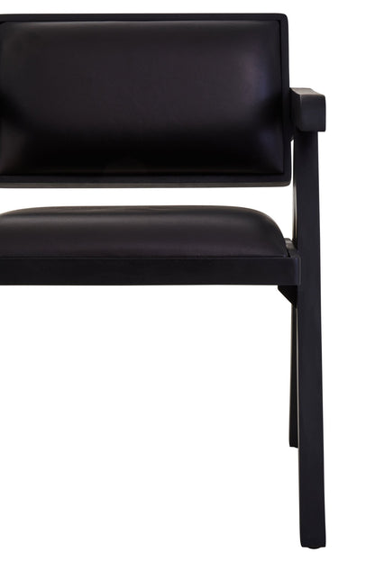 Bodil Black Leather Armchair With Wood Frame - Skandi London