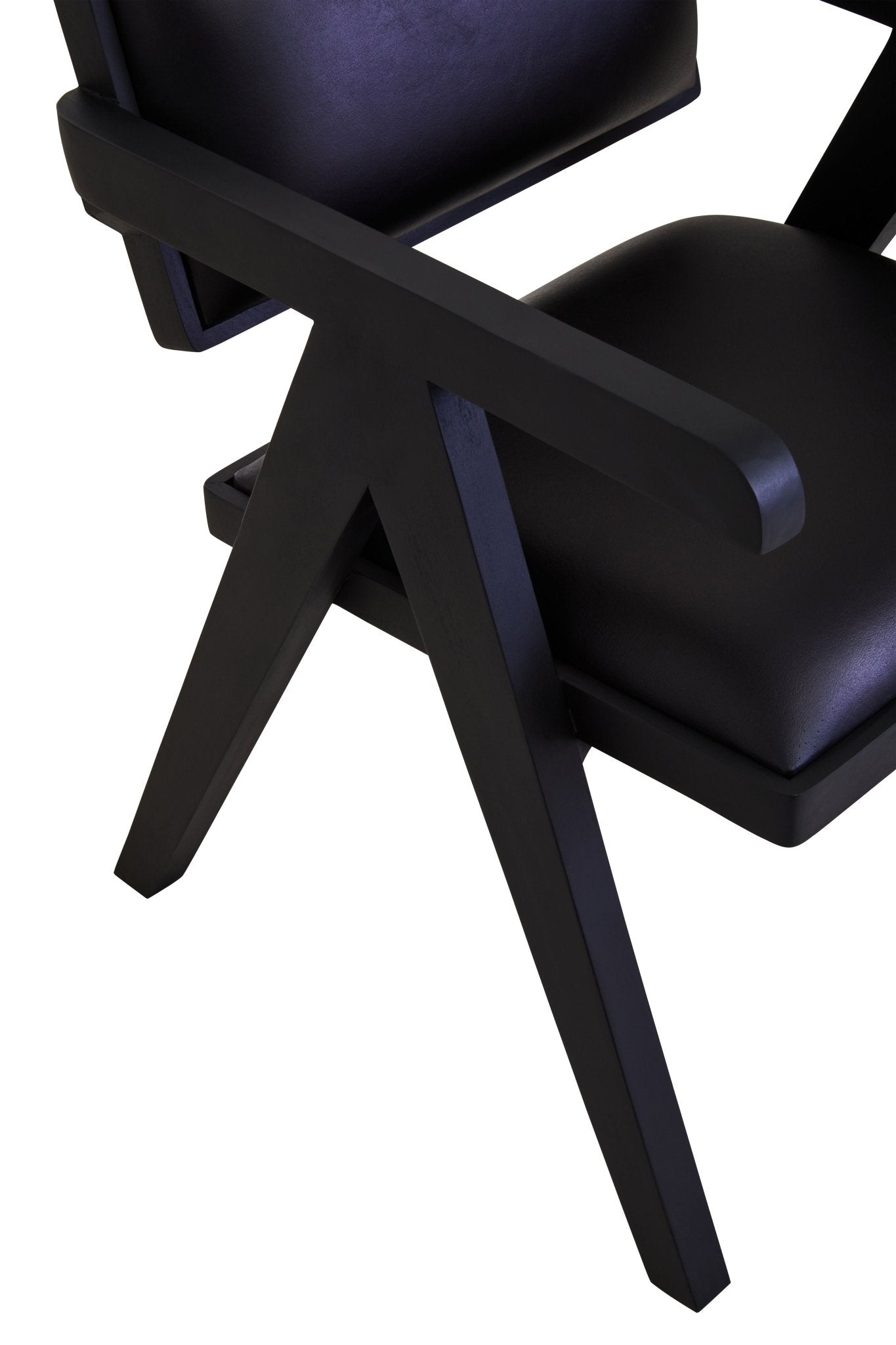 Bodil Black Leather Armchair With Wood Frame - Skandi London