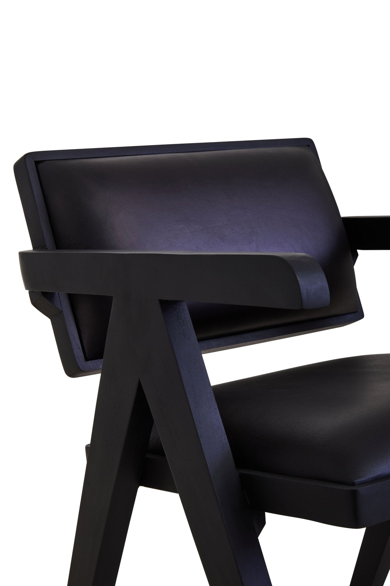 Bodil Black Leather Armchair With Wood Frame - Skandi London