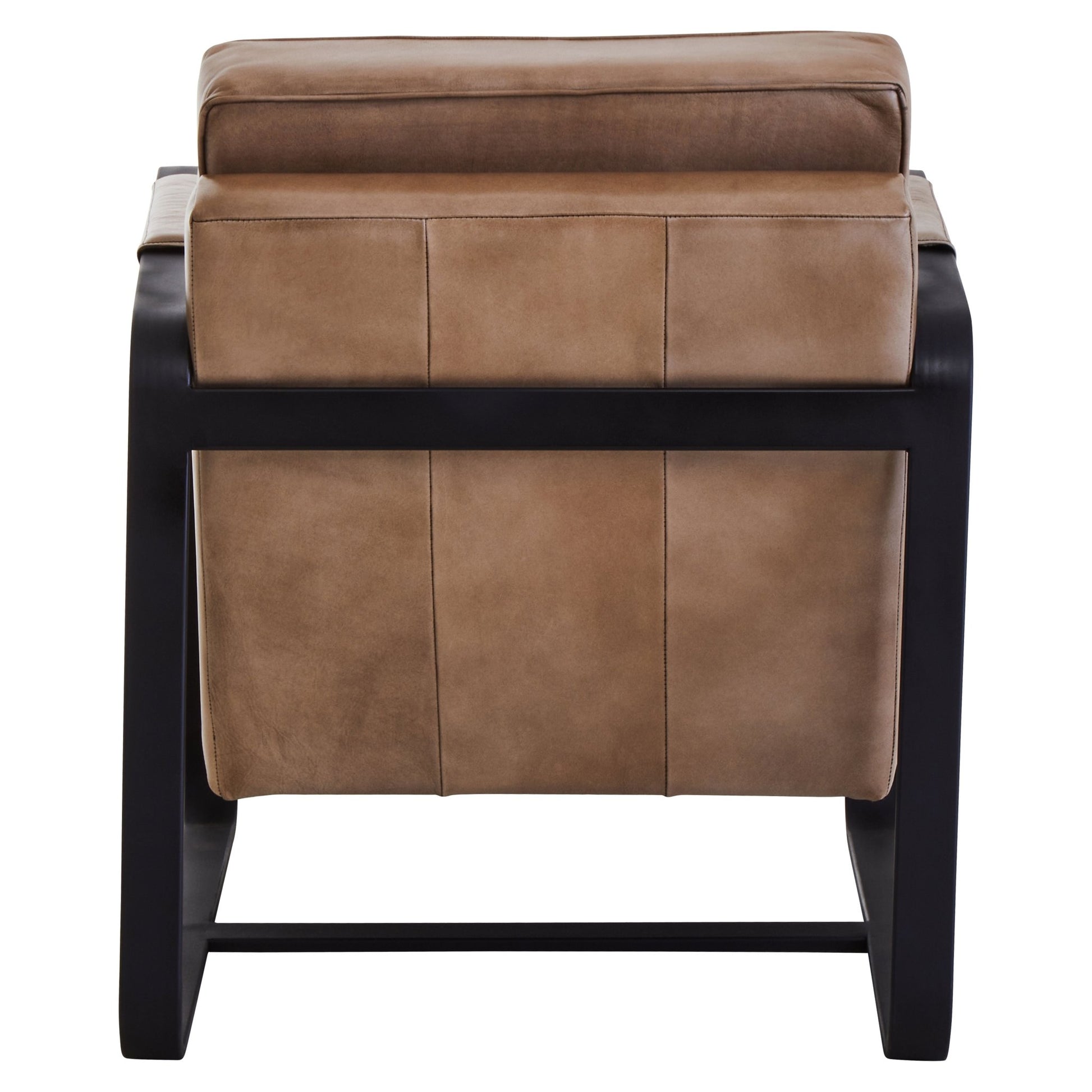Bodil Grey Leather Armchair With Black Iron Frame - Skandi London