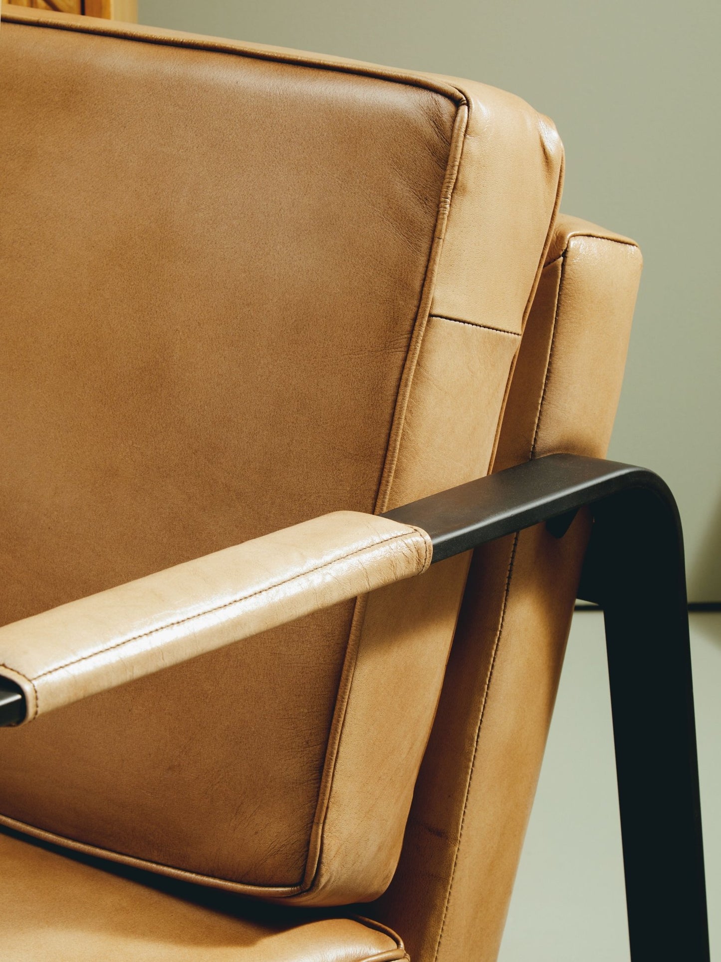 Bodil Grey Leather Armchair With Black Iron Frame - Skandi London