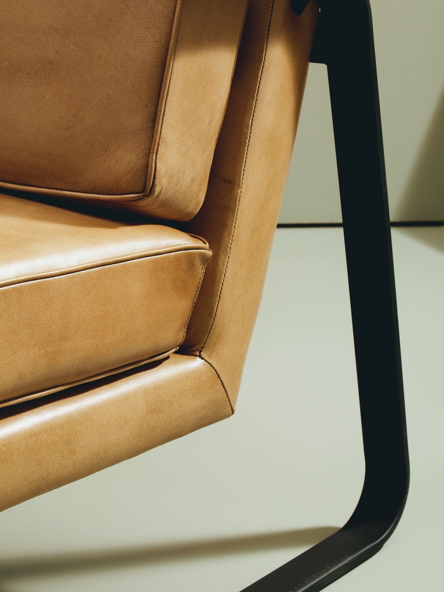 Bodil Grey Leather Armchair With Black Iron Frame - Skandi London