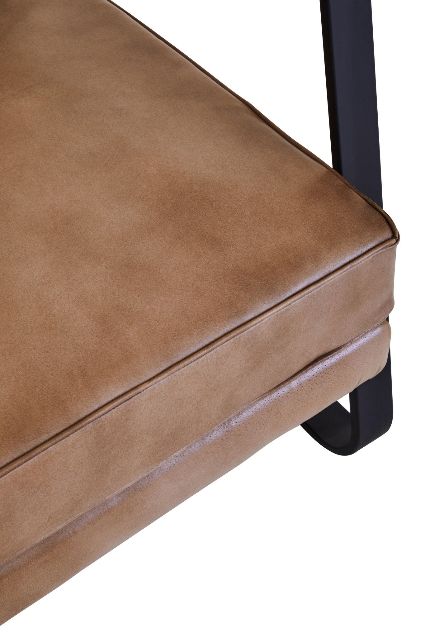 Bodil Grey Leather Armchair With Black Iron Frame - Skandi London