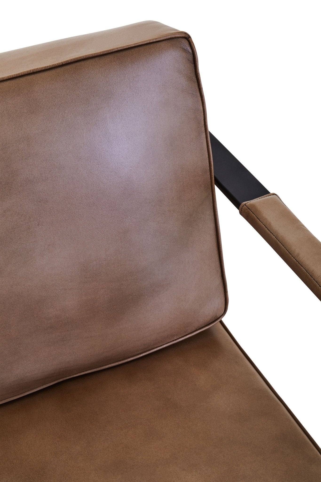 Bodil Grey Leather Armchair With Black Iron Frame - Skandi London