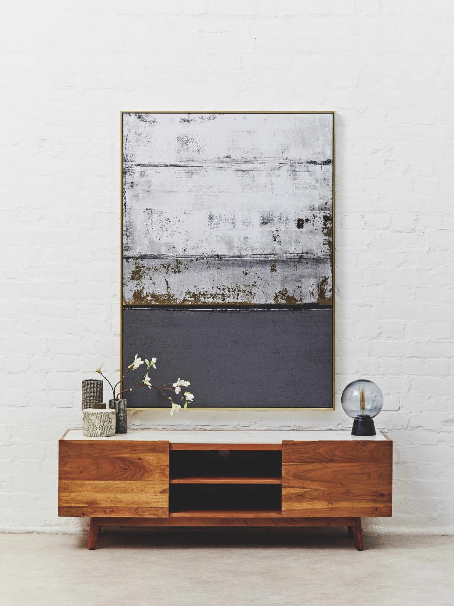 Kiersten 2 Door White Marble Media Unit - Skandi London