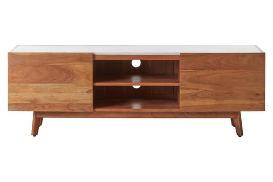 Kiersten 2 Door White Marble Media Unit - Skandi London