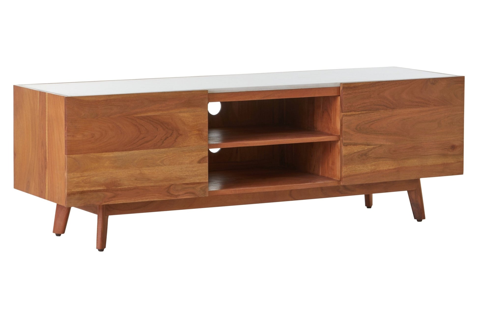 Kiersten 2 Door White Marble Media Unit - Skandi London